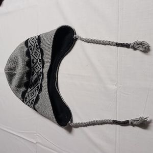 Chaos Winter Hat Ear Flaps Wool Blend Gray & Black